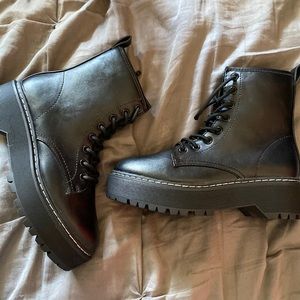 Black Platform Combat Boots